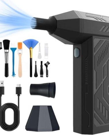 Compressed Air Duster-130,000 RPM Super Power Electric Air Duster 4-Gear Adjustable Cordless Air Blower Rechargeable for Computer, Keyboard, House, Outdoor and Car