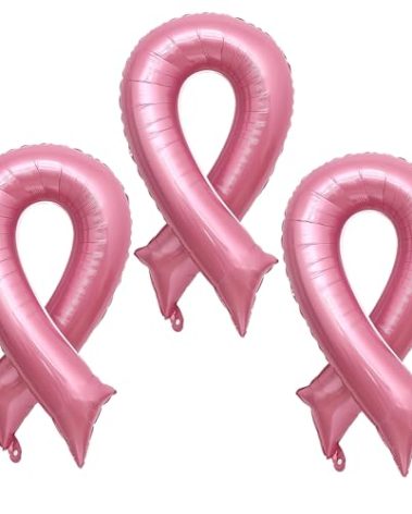 Breast Cancer Pink Ribbon Balloons Ribbon Shaped Foil Balloons Breast Cancer Awareness Aluminum Balloons Set for Party Decoration Fundraising Event Supplies 3PCS