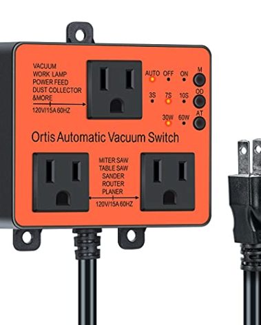 Automatic Vacuum Switch, Ortis Dust Control Autoswitch for More Power Tools, Delay Vacuum On/Off to Prevent Circuit Overload and Tripping, Adjustable Actuation Threshold