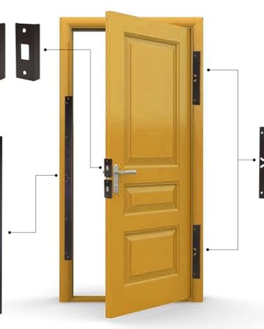 Door Armor MAX - Door Reinforcement Kit for Anti Kick Front Door Security, 5-Piece Door Reinforcement Plate for Door Jamb & Door Frame, Made in USA Home Security - Aged Bronze