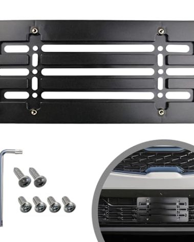 Front Bumper License Plate Bracket for Hyundai and Kia 2000-2025, Plate Holder Set w 6 Unique Screw Bolts & Wrench Kit, License Tag Mounting Kit, Quality Plate Holders, Car Accessories