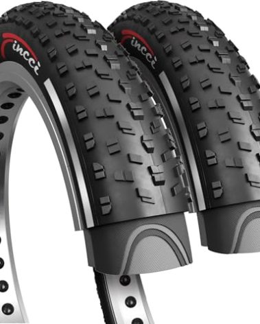 Fincci Pair 26x4.0 Fat Bike Tires - Foldable 26 inch Bike Tires with Wear-Resistant Compound,100-559, Fat Tire with Durable Tread Design for Mountain, Hybrid, Dirt Bike, Street Tires for Ebike, 30 TPI
