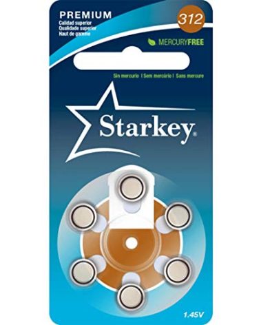 Starkey Size 312 Premium Hearing Aid Batteries 60 Pack - Mercury-Free - Zinc Air Technology - Made in USA - Plus Keychain Battery Case