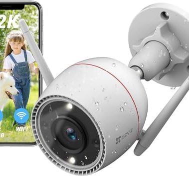 EZVIZ 2K Outdoor Camera for Home Security, WiFi Surveillance Camera Outside with Color Night Vision, No Subscription with Two-Way Talk, Motion Detection, IP67, Alexa/Google, 256 SD | C3TN 3MP