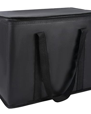 CIVJET 1-Pack Insulated Reusable Grocery Bags, X-Large Insulated Food Delivery Bag for Doordash/Catering/Uber Eats, Commercial Food Warmer for Shopping, Tote Cooler Bags, Black