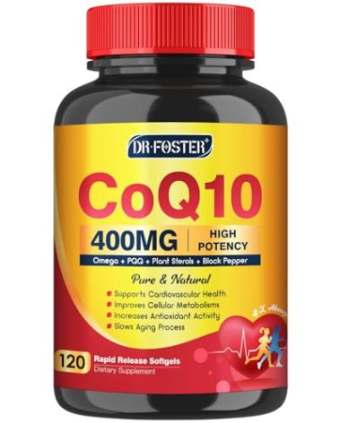 CoQ10 400mg SoftGels COQ10 - CQ10 Coenzyme Q10 Supplement, Plus PQQ, Omega 3, and Vitamin E, for Heart and Cellular Energy, 120 Servings