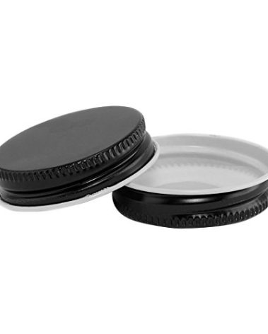 North Mountain Supply 38mm Black Metal Screw Caps With Plastisol Liner - Pack of 15 Leak Proof Lids