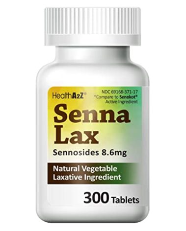 HealthA2Z® Senna Laxative | 300 Count | Sennosides 8.6mg | Natural Vegetable | Laxative Ingredients | Overnight Relief | Bowel Movement | Relief from Constipation