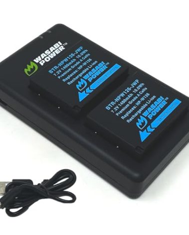 Wasabi Power NP-W126, NP-W126S Battery (2-Pack) USB-C Dual Charger for Fuji X-T100, X-T200, X100F, X100V, X100VI, X-S10, X-A5, X-A10, X-E4, X-Pro2, X-Pro3, X-T1, X-T2, X-T3, X-T10, X-T20, X-T30 II