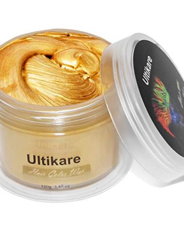 Hair Color Wax Blonde, Ultikare Instant Hair Dye Cream Mud Washable Temporary Hair Dye Natural Hairstyle Color Pomade for Party, Cosplay, Halloween (Gold)