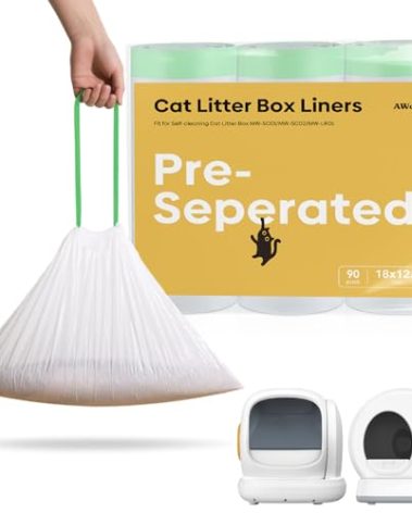 90 Count Cat litter bags Liners Compatible with MeoW Self-cleaning Cat Litter Box MW-SC01 MW-SC02 MW-LR01,Tear-free Leak-proof 18" x 12.6"