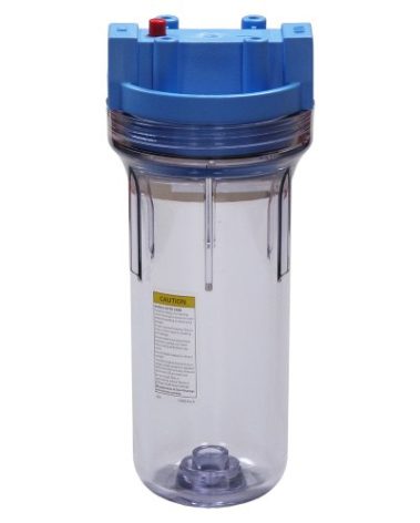 Pentair Pentek 150071 Traditional Standard Filter Housing, 3/4" NPT #10 Clear Water Filter Housing with Mounting Bracket Cap and Pressure Relief Button, 10-Inch, Blue/Clear