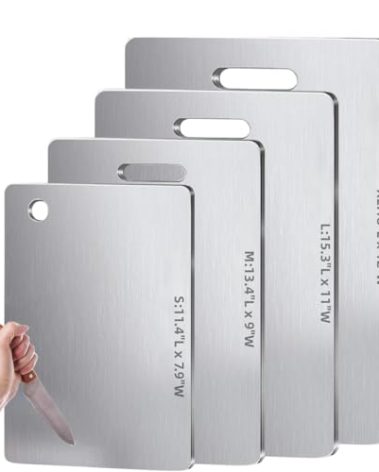 Titanium Cutting Boards for Kitchen - Dual-Sided Stainless Steel Cutting Board Hangable Design, Easy to Clean, Durable and Rust-Resistant for Meat, Vegetables & Fruits