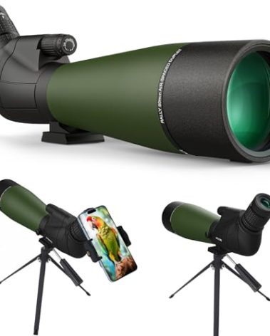 WOZEL 25-75X80 Spotting Scopes for Target Shooting - HD Spotter Scope with Tripod Carrying Bag & Smartphone Holder - BAK4 Waterproof Spotting Scope for Bird Watching Hunting Wildlife Viewing