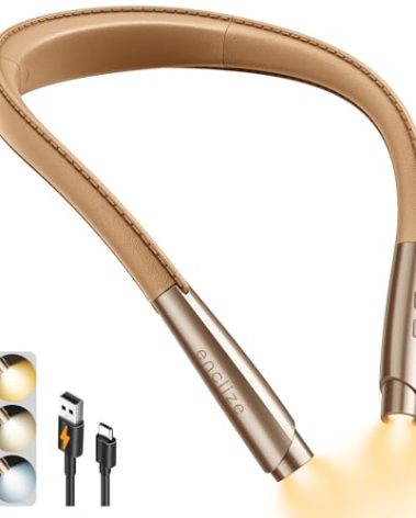 enclize LED Neck Reading Light, Book Light for Reading in Bed, 3 Colors, 9 Brightness Levels, Lightweight Comfortable Design, Long Lasting, Perfect for Knitting,Crafting,Camping,Gold Rose