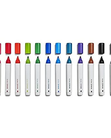 STAPLES TRU RED Tank Dry Erase Markers, Chisel Tip, Assorted Color 12 Markers Squircle Barrel Shape, AP Certified Non-Toxic, Bright Vivid Colors, Low Odor Formula Ideal for Classrooms, Office, Home