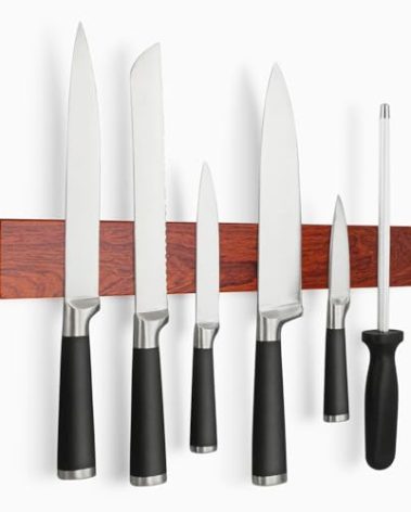 Professional 16" Magnetic Knife Strip, Stainless Steel Knife Magnet Rack Bar Holder, Wooden Pattern
