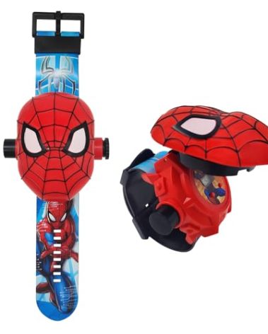 FILDANCO Superhero Projector Watch Kids Digital Watch Toy Toddler Watch with 24 Anime Images Stocking Stuffer Gift for Birthday Halloween Christmas Anniversaries (Red)