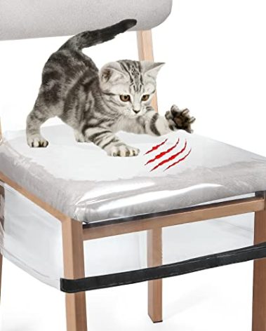 OFIDELITY 6 Pack Plastic Chair Covers for Dining Room Chairs, Stain, Water and Kitty Scratch Resistant Clear PVC Chair Protector with Adjustable Belt Strap for Most 18"- 20" Standard Chair