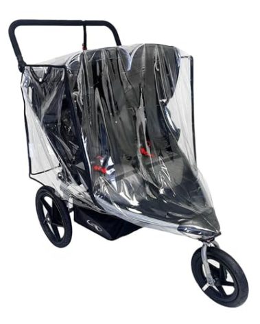 SASHA'S Rain Cover for BOB Gear Duallie Double Jogging Strollers, Zipper Access, Maximum Coverage, Weather Shield (Jogger not Included)