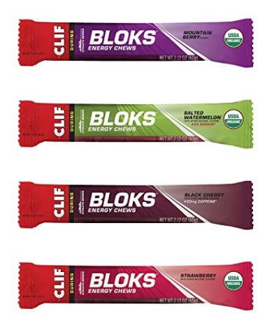 CLIF BLOKS - Energy Chews - 4 Flavor Variety Pack - Non-GMO - Plant Based Food - Fast Carbs for Cycling and Running - Workout Snack (2.1 Ounce Packet, 12 Count)