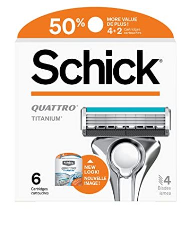 Schick Quattro Titanium Refills — Schick Quattro Refills, Men’s Razor Refills, 6 Count