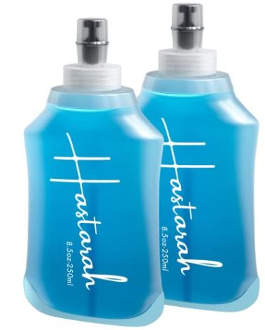 Flexible Running Bottle - Two Pack: 8.5oz, Foldable, BPA/PVC Free, Perfect for Hydration Pack, Running Vest - Ideal for Jogging, Hiking & Travel