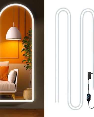 JUNWEN Vanity Lights for Mirror, Hollywood Style Makeup Lights with Dimmer and Power Supply, Waterproof, 16.ft/5M 600 White LEDs Makeup Vanity for Bathroom (Mirror Not Included)