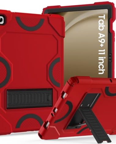 MARIWIVI Case for Samsung Galaxy Tab A9+ 11 Inch 2023 Model (X210/X216/X218), Heavy Duty Shockproof Rugged Protective Case for Galaxy Tab A9 Plus Tablet (Red+Black)
