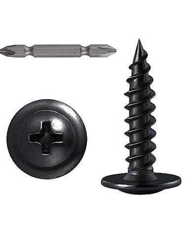 Wensilon (250 pcs)#8×1" Black Truss Head Wood Screws Quick Metal Self Tapping Zinc Oxide