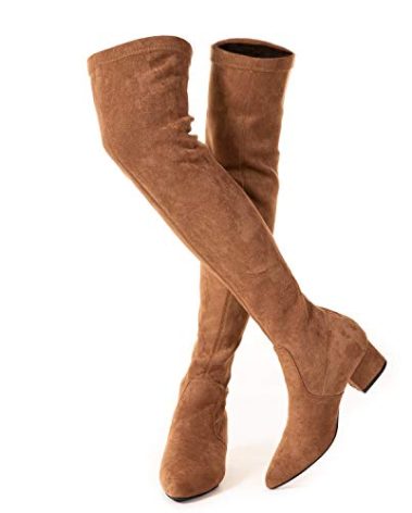 N.N.G Women Over the Knee Boots Brown Size 7.5 Winter Block Suede Thigh High Low 2inch Heel Chunky OTK Long Comfort Designer Ladies Pointed Toe