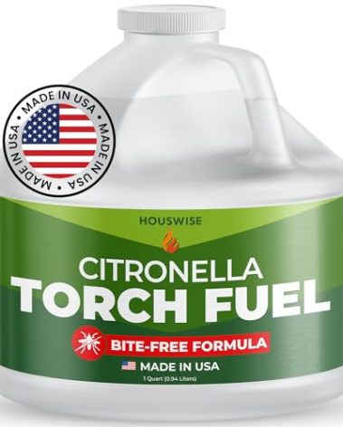 Houswise Torch Fuel (1 Gallon) - Citronella Oil for Torches for Outside, Lantern Liquid Paraffin Lamp Oil Fuel, Scented Lamp Outside Citronella Torches Outdoor Paraffin