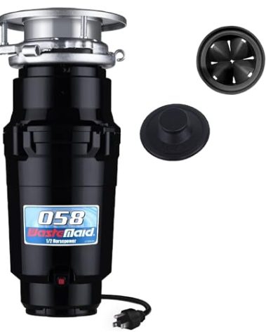 Waste Maid 10-US-WM-058-3B Garbage Disposal Anti-Jam Stainless Steel Food Waste Grinding System, 1/2 HP Economy, Black