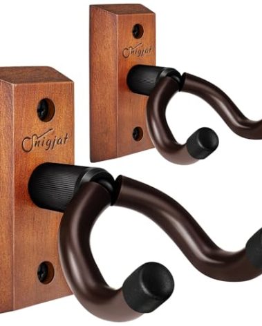 SNIGJAT Guitar Wall Mount 2 Pack, Hardwood Guitar Hanger Wall Hook Holder Stand with Screws, Guitar Wall Mount Hanger for Acoustic Guitar, Electric Guitar, Banjo, Bass, Mandolin