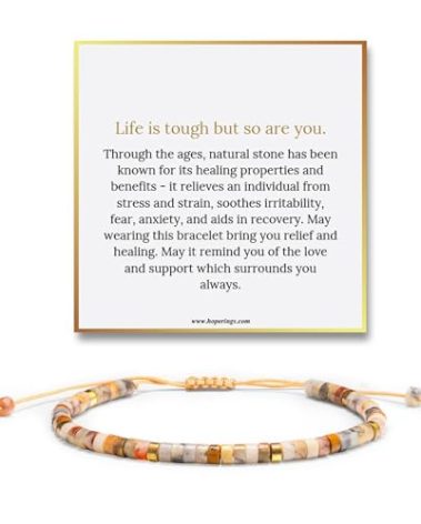 Hope Rings - Life Is Tough But So Are You Bracelet - Inspirational Bracelets for Women - Strong Women Gifts Stone Bracelet - Inspirational Jewelry for Women - Cheer Up Gifts for Women
