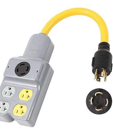 NEMA L14-30P to 4 Port 5-15R 5-20R L14-30R 1.5 Feet 5 Outlet 120/240V 30 Amp 4 Prong Twist Lock Male Plug to Female Receptacle Home Appliance RV Generator Power Cord Adapter