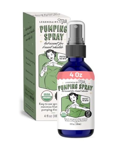 Legendairy Milk Pumping Spray 4 oz., Helps Sore Nipples & Clogged Ducts, Organic Lubricant for Breast Shields and Flanges, Vegan Breast Pump Spray, Natural & Lanolin-Free, Made in USA