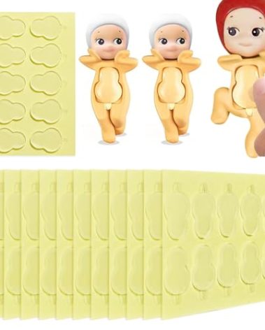 120pcs Clear Adhesive Tape for Sonny Baby, Compatible with Sonny Angel, Removable Mini Figure Clear Glue Sticky Putty for Sonny Doll, Fit Sonny Baby Adhesive Tape Replacement (12pcs-09)