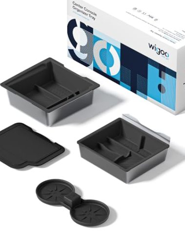 Wigoo Tesla New Model Y Juniper & Model 3 Center Console Organizer [Double Layer Space, Slide smoothly] Model 3 (2024~2025)/New Model Y Juniper Accessories, 4PCS Black