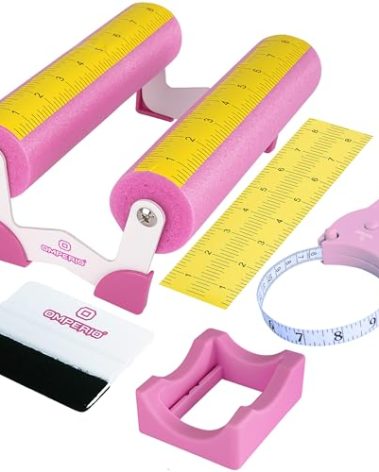 OMPERIO Cup Cradle for Crafting Tumbler, Cup Cradle for Tumblers with Felt Edge Squeegee to Apply Vinyl Decals with Measurements for Mugs (Pink)