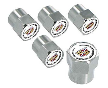 License Frame Inc. Cadillac Logo Chrome Valve Cap Covers