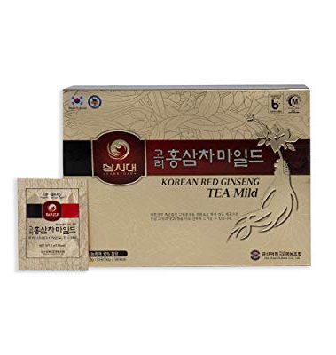 SAMSIDAE Korean Panax Red Ginseng Tea, Box of 50 Bags, Improves Blood Circulation, Intellectual Performances and Memory, stimulates Energy