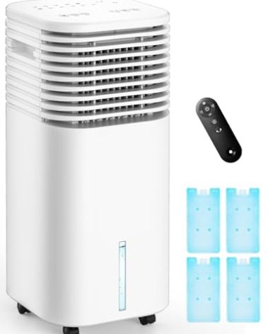 TEMEIKE 4-IN-1 Portable Air Conditioners, Evaporative Air Cooler w/ 4 Modes & 3 Speeds, 15H Timer for Smart Auto-off, 2-Gal Tank for 20H Cooling,17FT Remote,No Hose Needed,120°Oscillating Swamp Cooler
