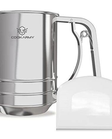 Cook Army Flour Sifter , 3 Cup Stainless Steel , Great Double-layer Baking Sifters for all Baking Flour and Powdered sugar, Flour Strainer