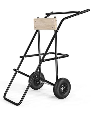 TUFFIOM Outboard Boat Motor Stand, Folding Engine Stand Carrier Cart w/2 Wheels, Boat Motor Dolly Support Stand 440lbs Capacity for Motor Storage Repair Maintenance