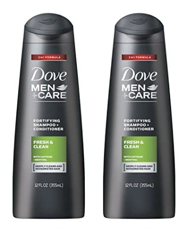 Dove Men+Care Fortifying 2 in 1 Shampoo and Conditioner, Fresh and Clean for Normal to Oily Hair with Caffeine and Menthol to Help Strengthen & Nourish Hair, 12 fl oz, Pack of 2