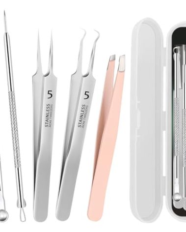YGQQOY Blackhead Remover Tweezers Tools, Pimple Popper Tool Kit, Ingrown Hair Tweezers, Blackhead Pimple Extractor