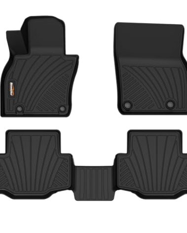 Binmotor-Floor Mats for 2025 Mazda CX70 & CX-70 PHEV & CX-90 & CX-90 PHEV，Front and 2nd Row,TPE All Weather Car Accessories Mats for Mazda CX 70, Floor Liners Waterproof, Nonslip-Black