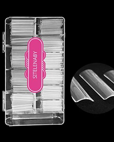 No C Curve Square Nail Tips XXL，Acrylic Nail Tips Square,SITELENABY 500 pcs Clear Fake Nails for Nail Salons,Nail Tech Must Have
