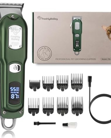 Freshly Bailey Cat Clippers for Matted Hair - Matted Cat Fur Remover - Low Noise Grooming Trimmer & Shaver | Pet Clippers for Long Hair Cats | Professional Pet Shaver with Detachable Guards